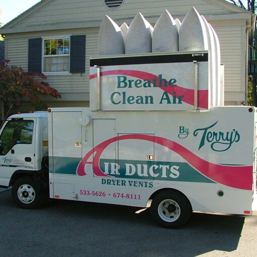 Service truck for air duct cleaning in Indiana