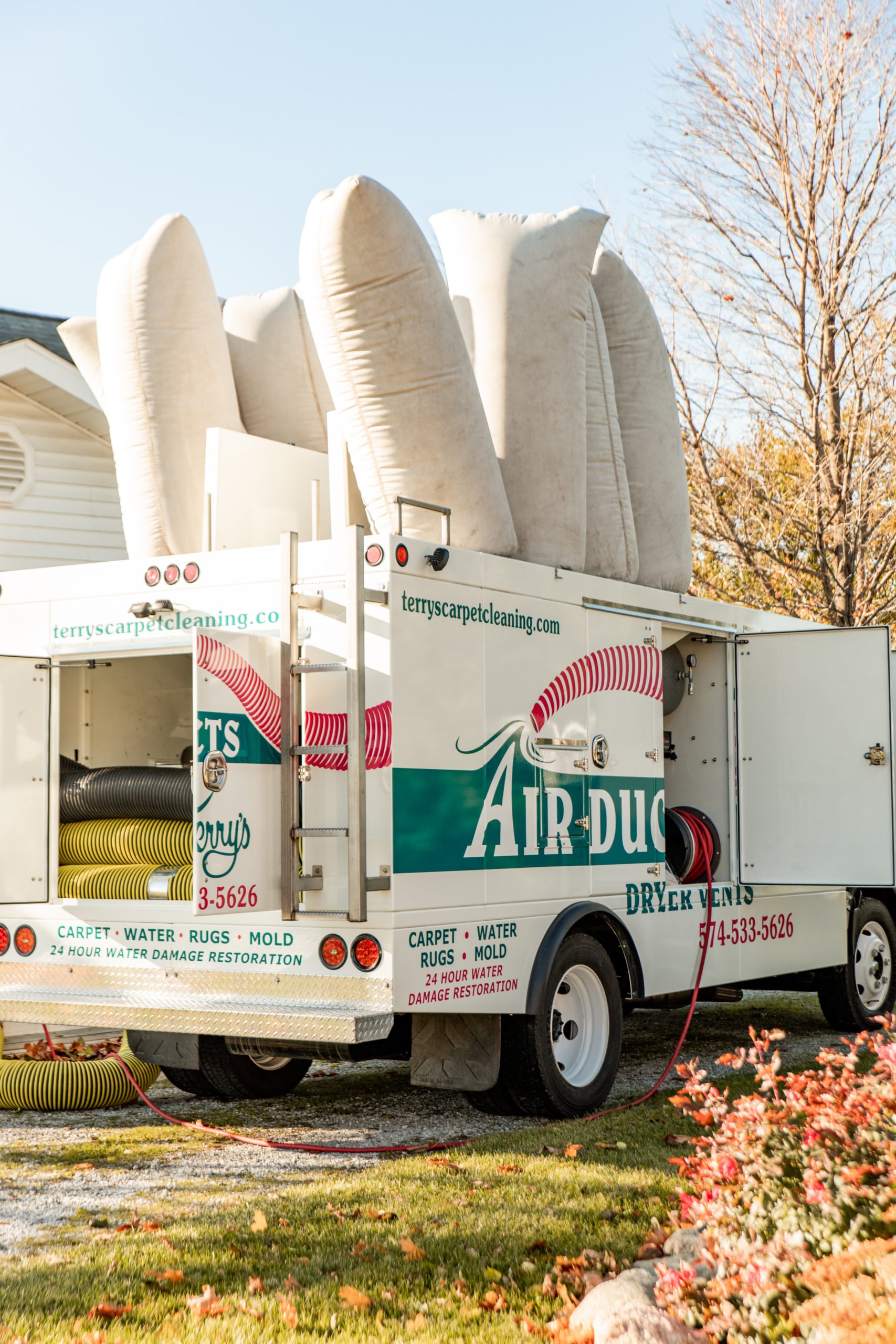 Service truck for air duct cleaning in Indiana